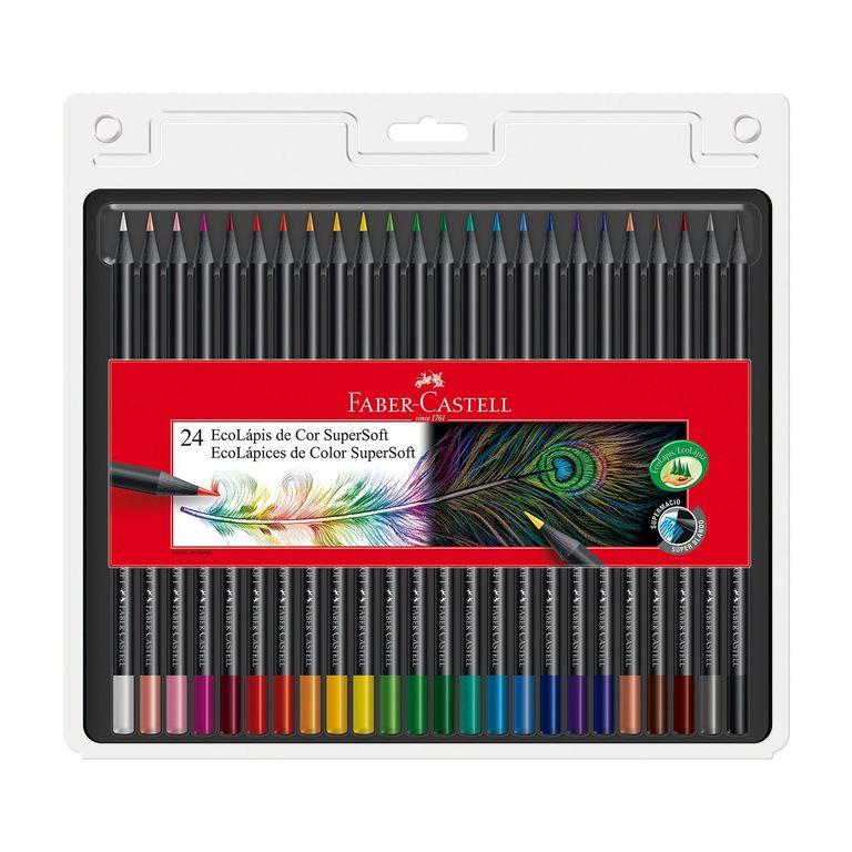 Lápices De Color Faber Castell Eco Supersoft Estuche 24 Und