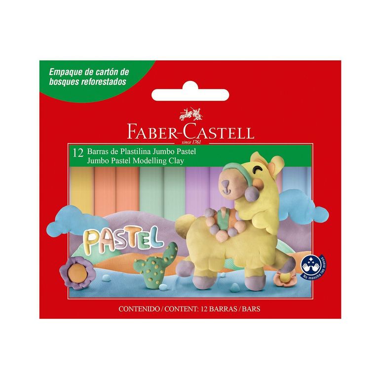 Plastilina Faber Castell Jumbo Pastel Caja 12 Und