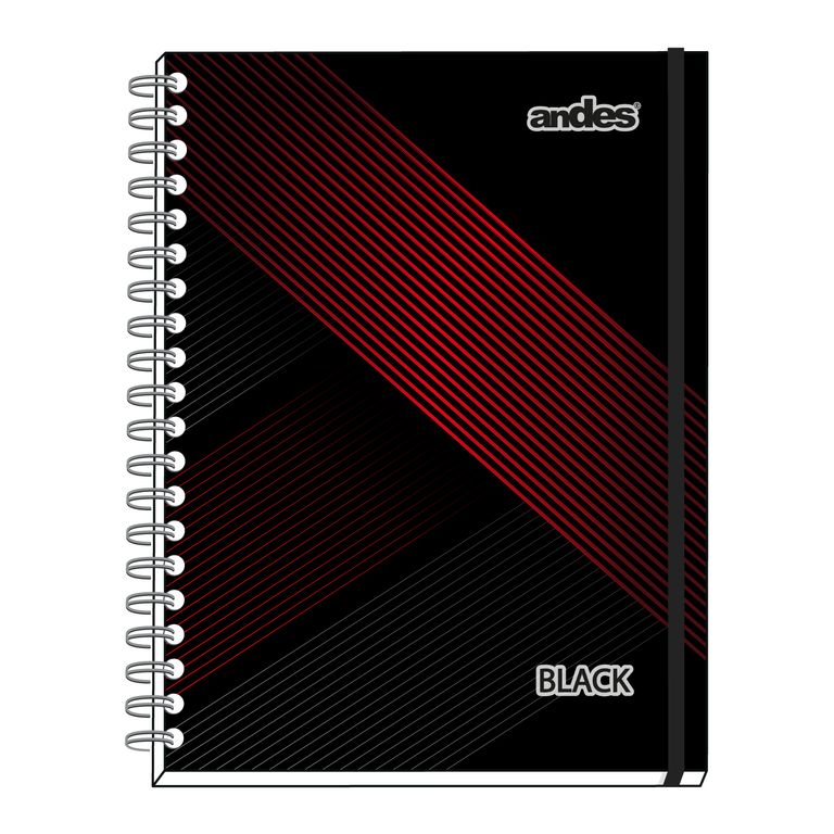 Cuaderno Espiral Andes Cuadriculado Tapa Dura Black A4 160 Hojas