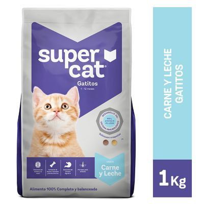 Alimento Seco Gatitos Supercat Carne y Leche Bolsa 1 Kg