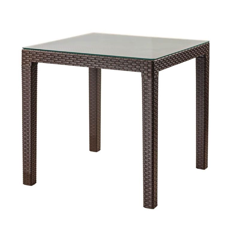 MESA TAVARUA 75 X 75 MOD RATAN CON VIDRIO TEMPLAD