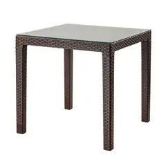 REYPLAST - MESA TAVARUA 75 X 75 MOD RATAN CON VIDRIO TEMPLAD