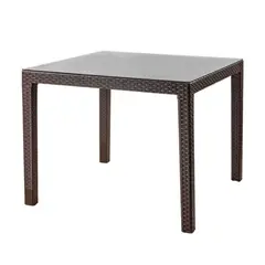 REYPLAST - MESA TAVARUA 145 X 85 MOD RATAN CON VIDRIO TEMPL