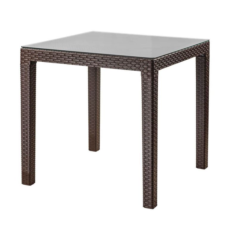 MESA TAVARUA 95 X 95 MOD RATAN CON VIDRIO TEMPLA
