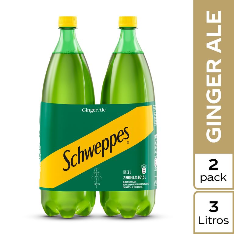 Gaseosa Schweppes Ginger Ale Pack 2 Botellas 1.5 L