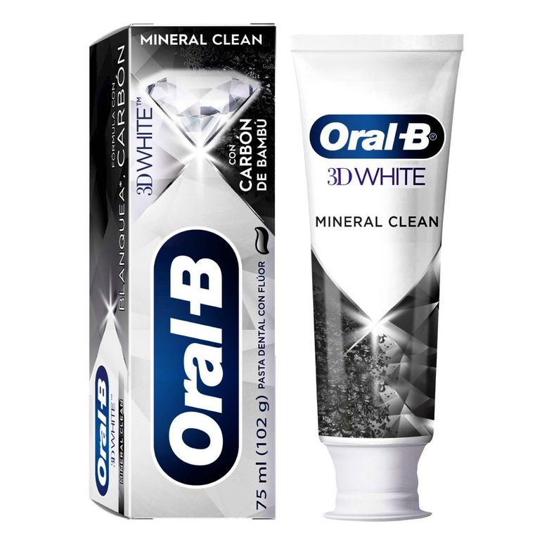 Crema Dental Oral B 3D White Carbón Mineral Clean Caja 102 g