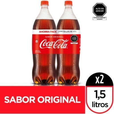 Gaseosa Coca Cola Original Pack 2 Botellas 1.5 L