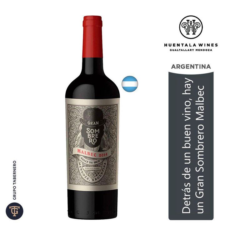 Vino Huentala Wines Gran Sombrero Malbec Botella 750 mL