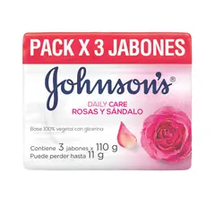 JOHNSONS ADULTO - Jabón Barra Johnsons Adulto Rosas y Sándalo Empaque 3 Und