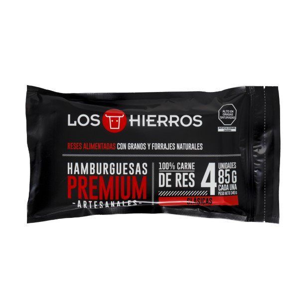 Hamburguesa Premium de Res Los Hierros Empaque 4 Und