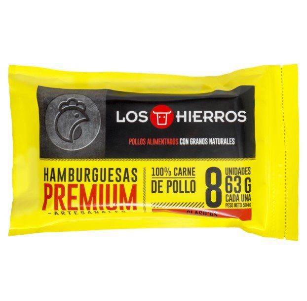 Hamburguesa Premium Clásica de Pollo Los Hierros Empaque 504 g