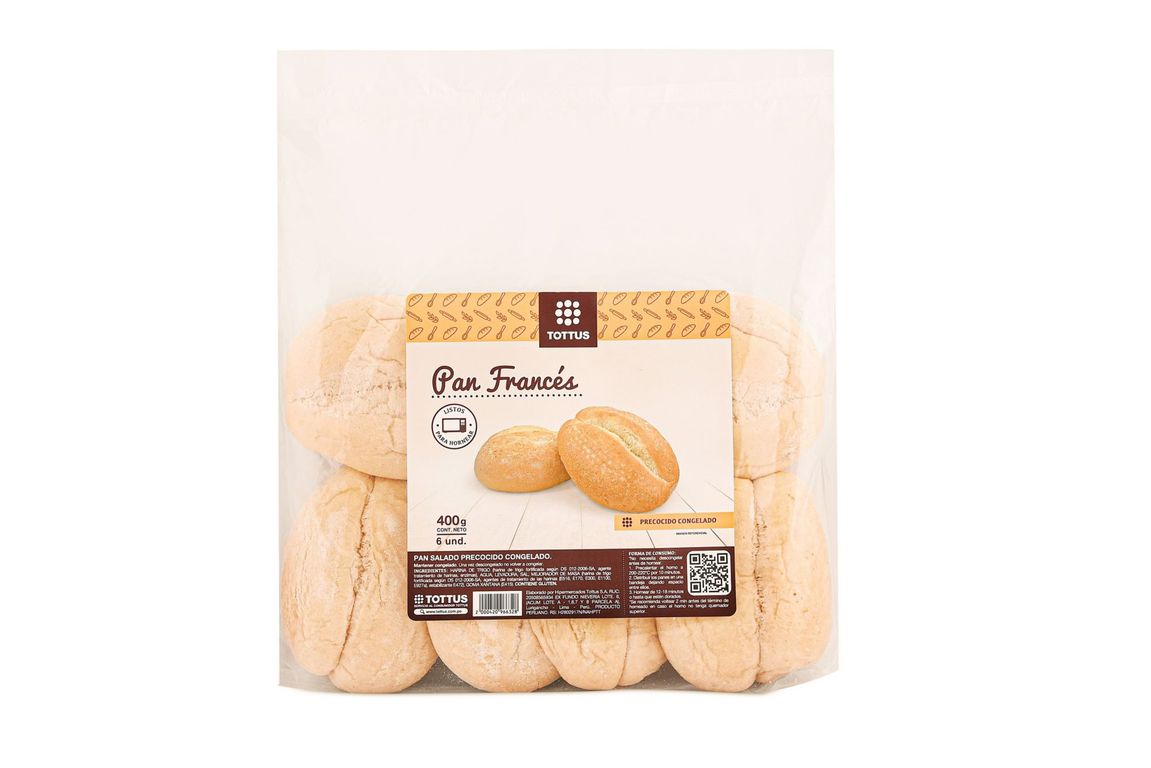 Pan Francés Precocido Congelado Tottus 6 Unidades