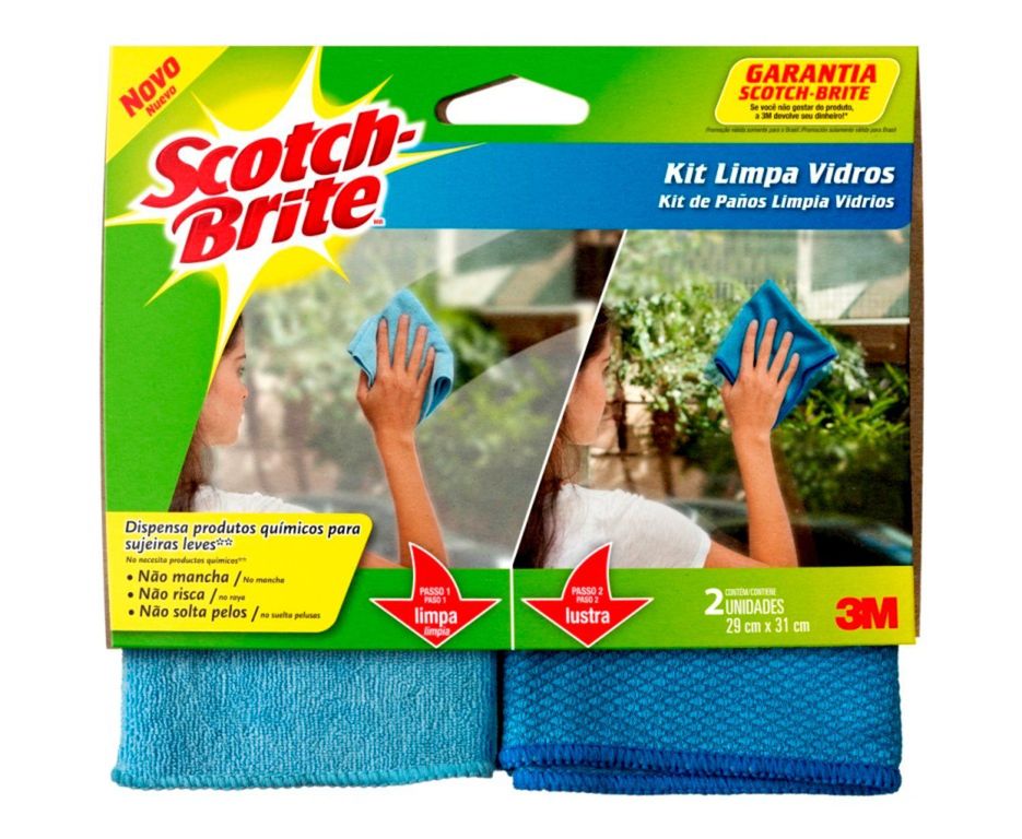 Kit de Paños Limpia Vidrios Scotch Brite Empaque 2 Und