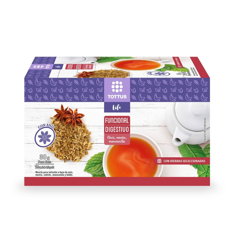 Infusión Tottus Life Funcional Digestivo Caja 20 Sobres