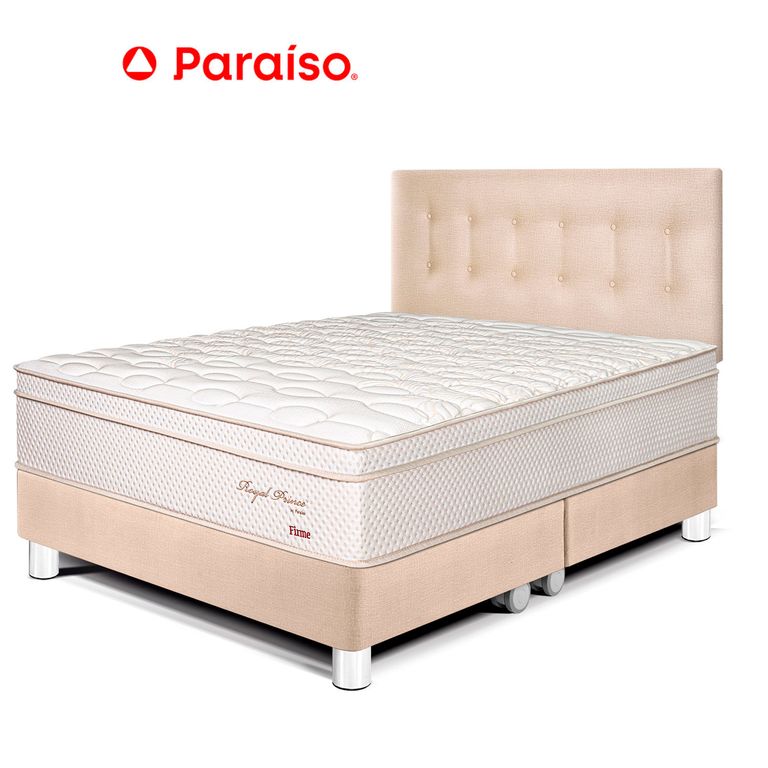 Dormitorio Royal Prince Firme Queen Champagne + 2 Almohadas Viscoelásticas