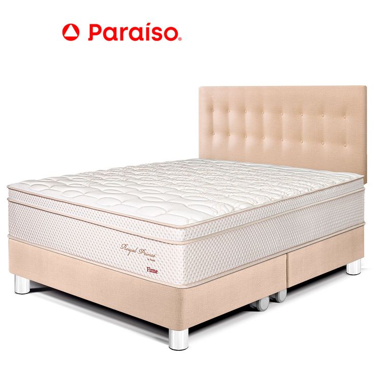 Dormitorio Royal Prince Firme King Champagne + 2 Almohadas Viscoelásticas