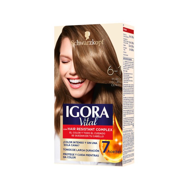 Tinte Igora Vital Tono 6-1 Rubio Oscuro Cenizo