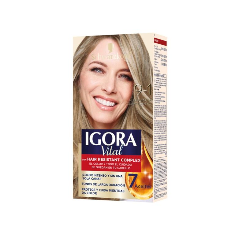 Kit Tinte Igora Vital 9-1 Rubio Extra Claro Ceniza