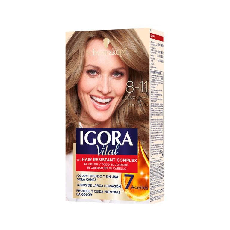 Tinte Igora Vital Tono 8-11 Rubio Claro Cenizo Profundo