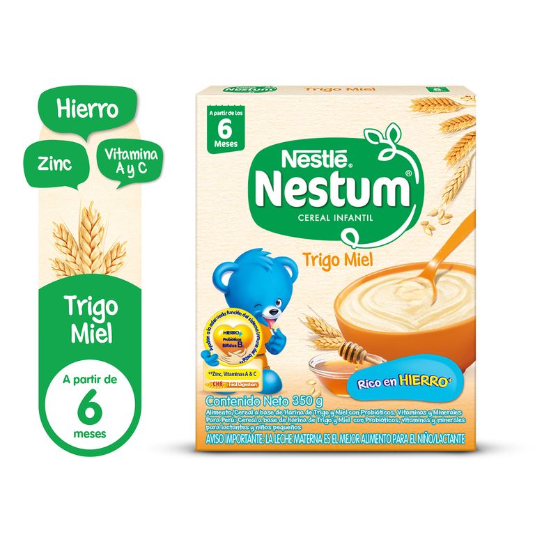 Cereal Infantil Nestum Trigo Miel Sin Azúcar 6m+ Caja 350 g