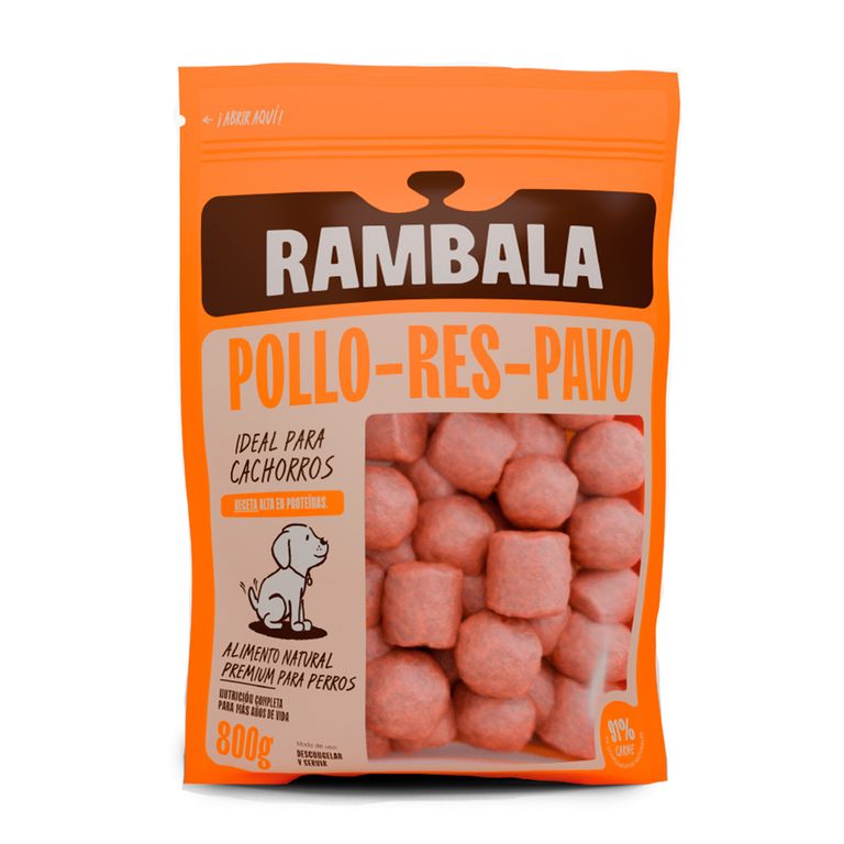 Alimento para Perro Congelado Pollo Res Pavo Rambala Doypack 800 g