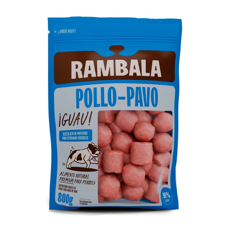 Alimento Congelado para Perro Pollo Pavo Rambala Doypack 800 g