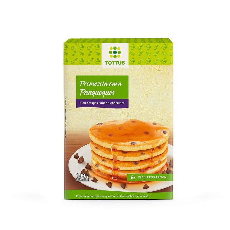 Premezcla Tottus Panqueques con Chispas Sabor Chocolate Caja 190 g