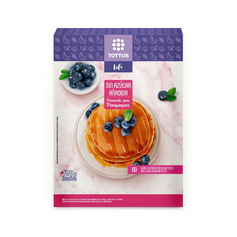 Premezcla Tottus Life Panqueque Sin Azucar Añadida Caja 190 g