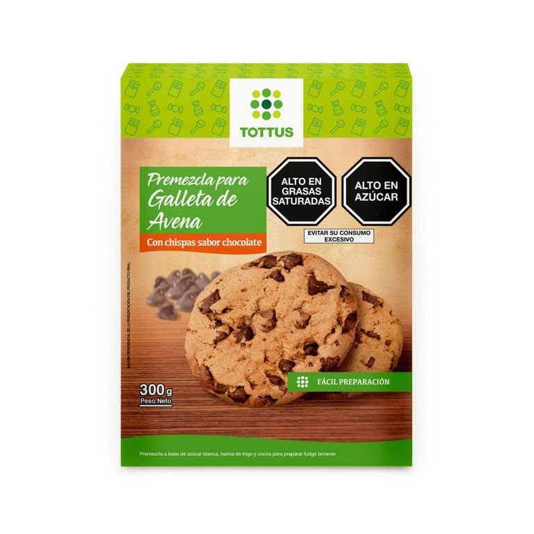 Premezcla Tottus Galleta de Avena con Chispas Sabor Chocolate Caja 300 g