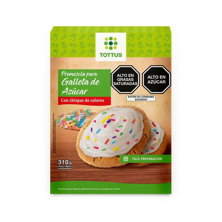 Premezcla Tottus Galleta Azúcar con Grajeas de Color Caja 310 g