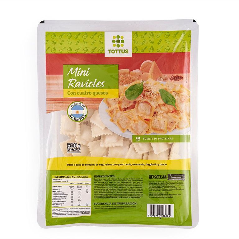 Mini Ravioles con Cuatro Quesos Tottus Empaque 500 g
