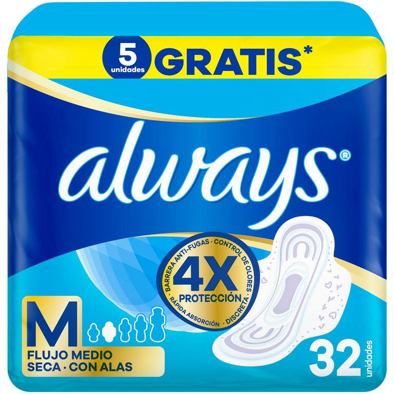 Toallas Higiénicas Always Maxi Protección Seca Empaque 32 Und
