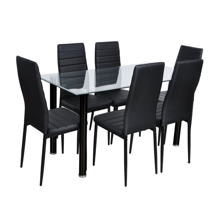 Juego de Comedor Vidrio 6P Capri 140X80X76Cm