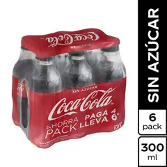 COCA COLA - Six Pack Gaseosa Sin Azúcar 300 mL