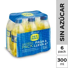 INCA KOLA - Six Pack Gaseosa Coca Cola Sin Azúcar 300 mL