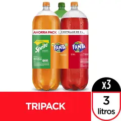 FANTA - Tripack Gaseosa Naranja Kola Inglesa Y Sprite 3 Unidades
