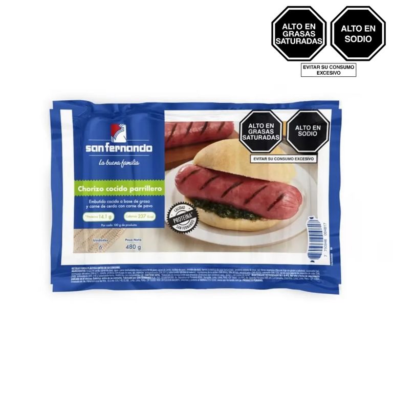 Chorizo Cocido Parrillero San Fernando Empaque 480 g