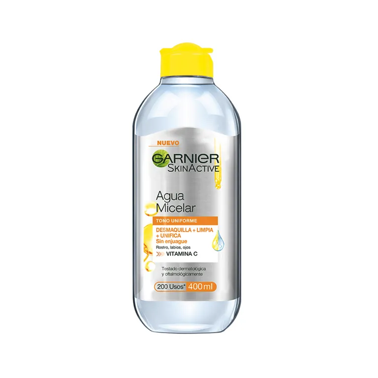 Agua Micelar Garnier Skin Active Vitamina C Tono Uniforme Envase 400 mL