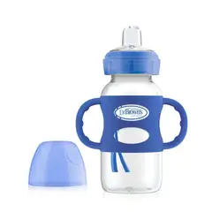 DR. BROWNS - Biberon Transparente Asas Options+ Boca Ancha Azul