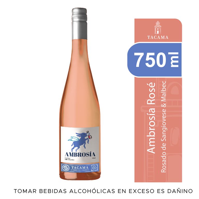 Vino Ambrosía Rosé Seco Tacama Botella 750 mL