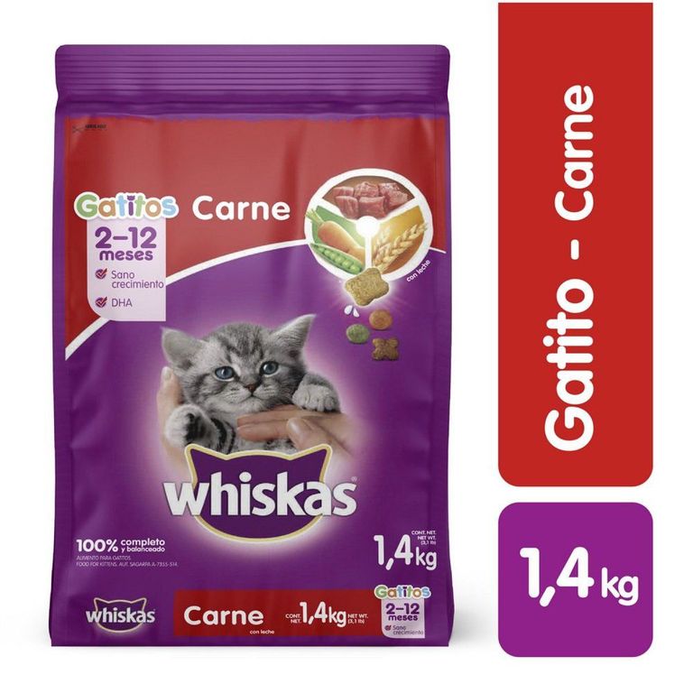 Alimento Seco Gatitos Whiskas Carne Bolsa 1.4 Kg