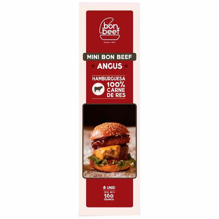 Hamburguesa Mini de Carne Angus Bon Beef Empaque 8 Und