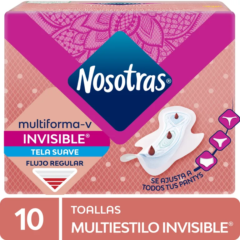 Toallas Higiénicas Nosotras Multiestilo Invisible Empaque 10 Und