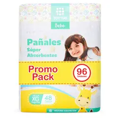 TOTTUS - Pañales Súper Absorbente Tottus Talla XG Empaque 96 Und