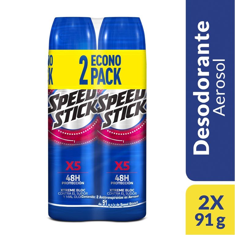 Desodorante Hombre Speed Stick 24/7 Xtreme Bloc Aerosol Empaque 2 Und 91 g
