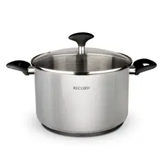 RECORD - Olla Gia Plus Nro. 26 Record Acero Inoxidable con Tapa de Vidrio