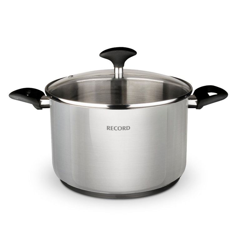Olla Alta Gia Plus Record Acero Inoxidable con Tapa de Vidrio