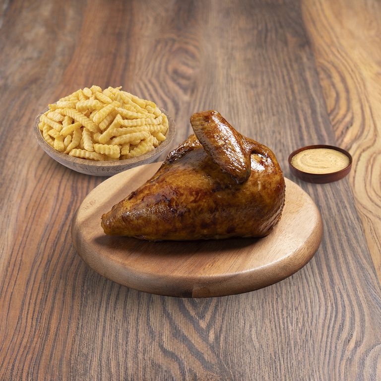 1/4 Pollo Rostizado + Porción De Papas + Ají
