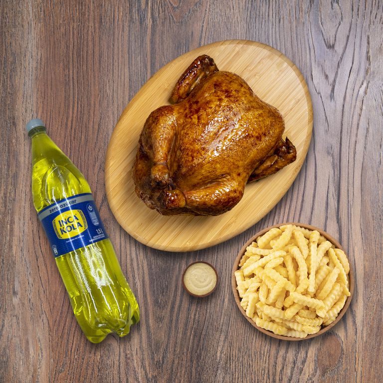 Pollo Rostizado + Porción De Papas + Inca Kola Sin Azúcar 1.5 L