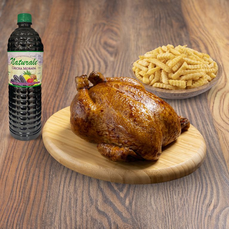 Pollo Rostizado + Porción De Papas + Chicha Morada 1L